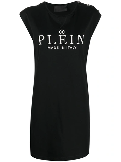Shop Philipp Plein Iconic Plein T-shirt Dress In Black