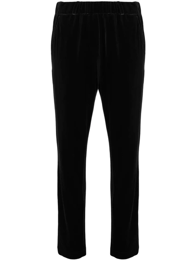 Shop Antonella Rizza Velvet Track Pants In Black