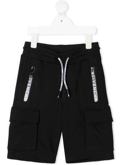 Shop Givenchy Logo-tape Knee-length Track Shorts In Black