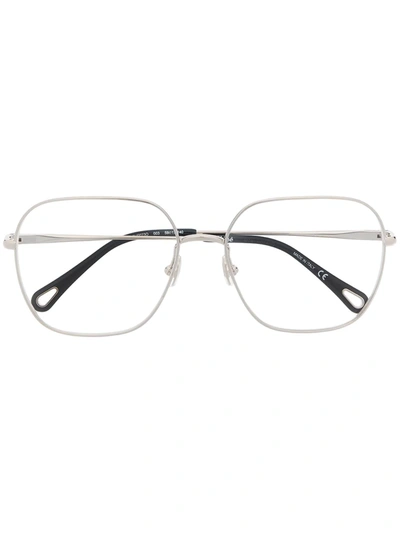 Shop Chloé Squared Wire-frame Glasses In Silber