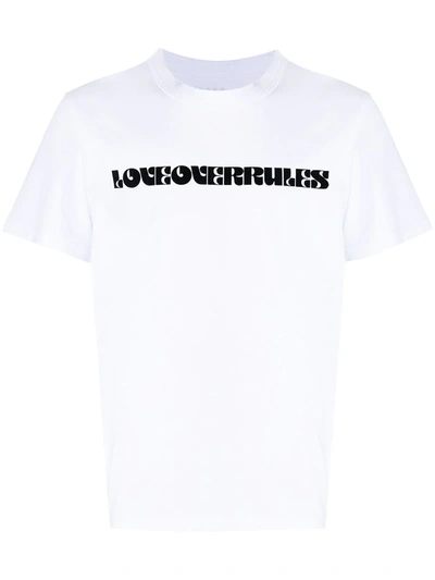 Shop Sacai Slogan Print T-shirt In White