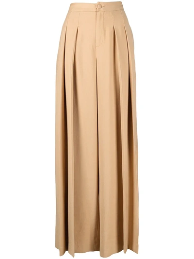 Shop Federica Tosi Front Pleats Palazzo Pants In Neutrals