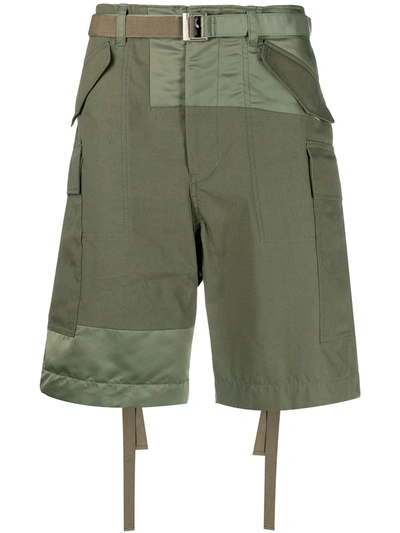 Shop Sacai Knee-length Utility Shorts In Green