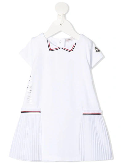 Shop Moncler Striped-trim Dress In White