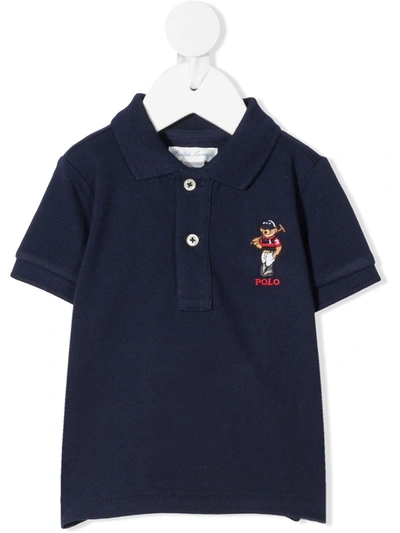 Shop Ralph Lauren Bear Polo Shirt In 蓝色