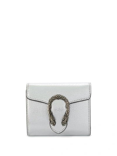 Shop Gucci Dionysus Leather Continental Wallet In Silver