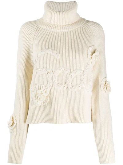 Shop Gcds Women's Beige Wool Sweater
