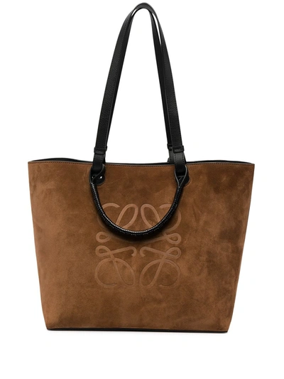 Shop Loewe Anagram-debossed Tote Bag In Brown