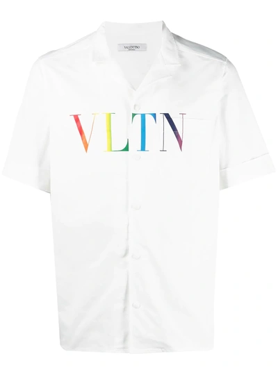Shop Valentino Vltn Multicolor Bowling Shirt In White