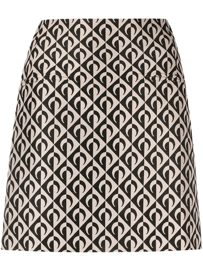 Shop Marine Serre Geometric-logo Print Mini Skirt In Black