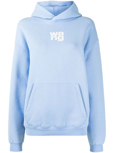 Shop Alexander Wang Logo-print Hoodie In Blue