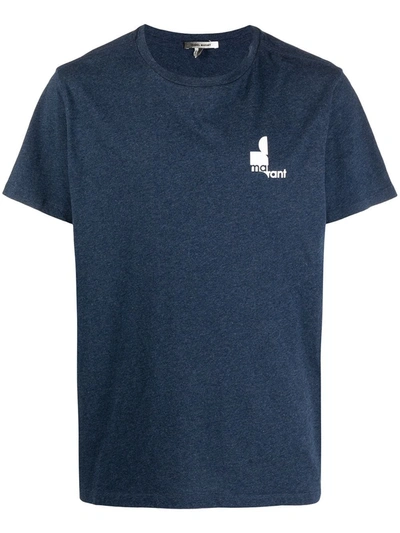 Shop Isabel Marant Logo-print Crew-neck T-shirt In Blue