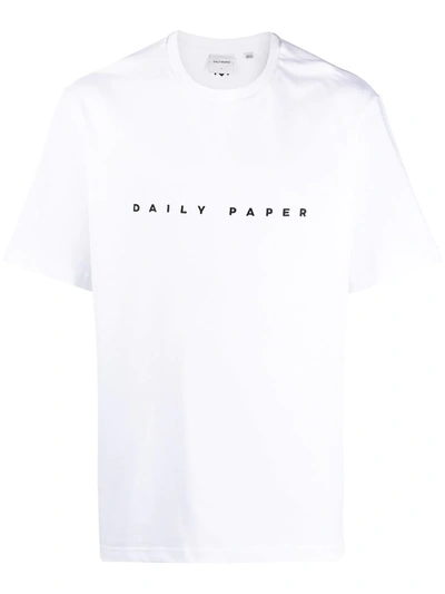 Shop Daily Paper Logo Embroidered T-shirt In White