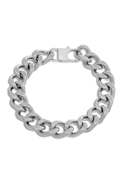 Shop Steve Madden Thick Diamond Cut Curb Chain Bracelet In Gray