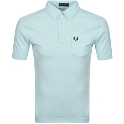 Shop Fred Perry Button Down Collar Polo T Shirt Blue