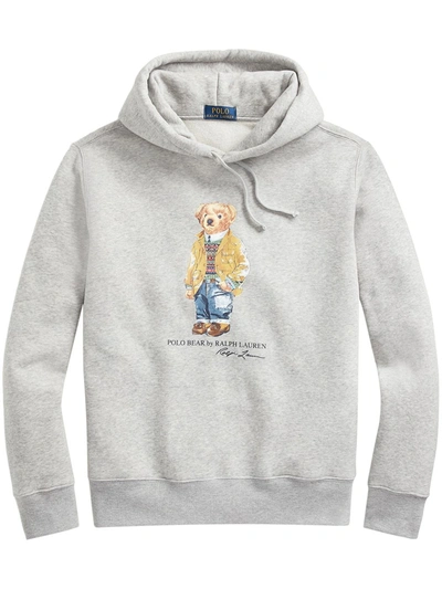 Shop Polo Ralph Lauren Polo Bear Hoodie In Grey