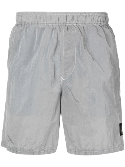 Shop Stone Island Logo-patch Swimming Trunks In Blue