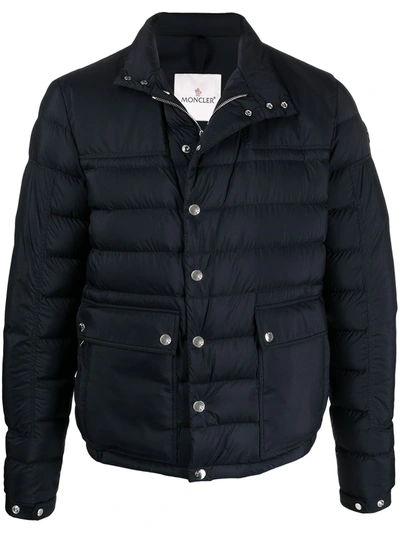 Shop Moncler Boutmy Button-up Padded Jacket In Blue