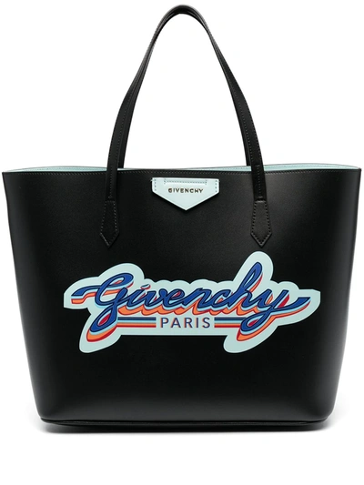 Shop Givenchy Logo-print Leather Tote Bag In Black