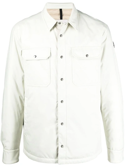 Shop Moncler Delly Down Shirt Jacket In Neutrals