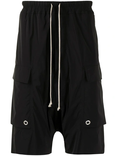 Shop Rick Owens Cargo Pods Drop-crotch Shorts In Black