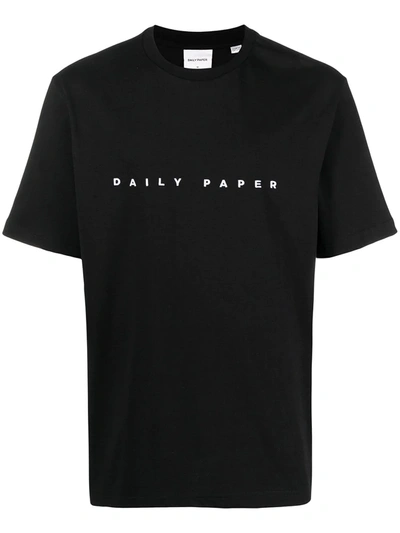 Shop Daily Paper Logo Embroidered T-shirt In 4 Black