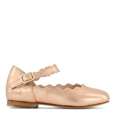 Shop Chloé Copper Ballerina Leather Shoes In Red