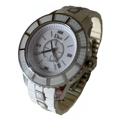Pre-owned Dior Christal White Steel Watch