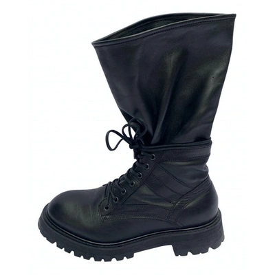 Pre-owned Diesel Black Gold Black Leather Boots