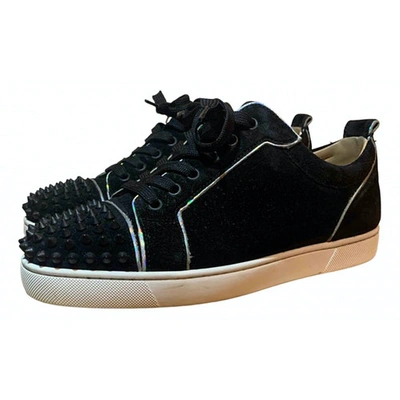 Pre-owned Christian Louboutin Louis Junior Spike Black Suede Trainers