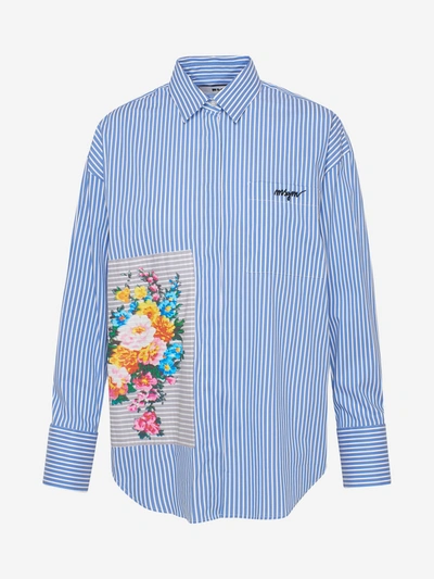 Shop Msgm Blue And Sneakers Shirt In Light Blue