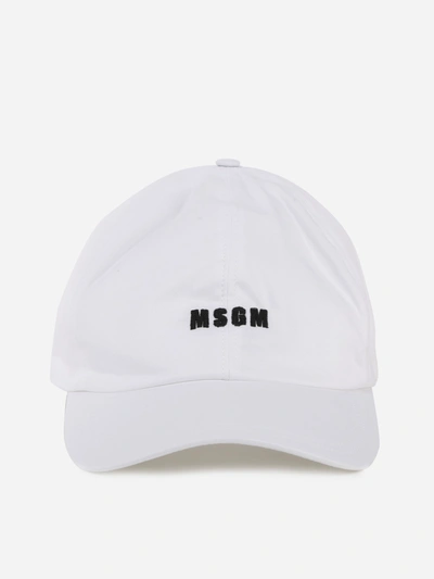 Shop Msgm Baseball Cap With Contrasting Embroidery In White