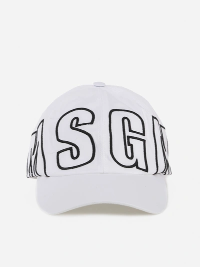 Shop Msgm Baseball Cap With Logo Embroidery In White