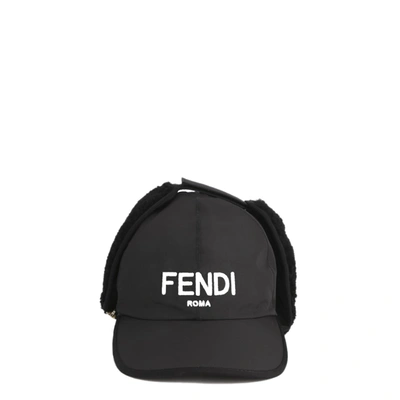 Shop Fendi Nylon Baseball Cap In Black