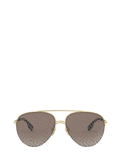 Shop Burberry Be3113 Gold Sunglasses