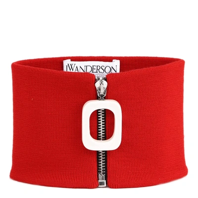 Shop Jw Anderson Red Wool Zipped Neckband