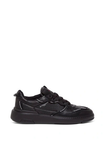 Shop Givenchy Black Leather Sneakers With Contrasting Logo
