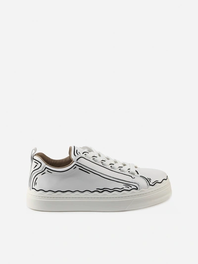 Shop Chloé White Lauren Sneaker In Leather