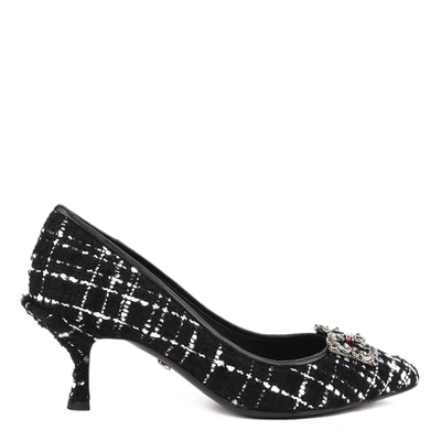 Shop Dolce & Gabbana Black & White Pumps In Tweed In Black/white