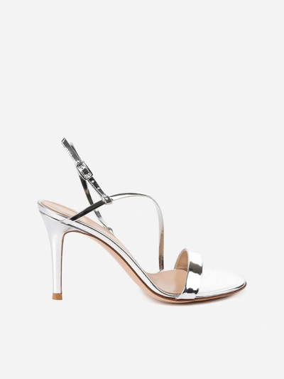 Shop Gianvito Rossi Manhattan Sandals In Patent Leather In Silver