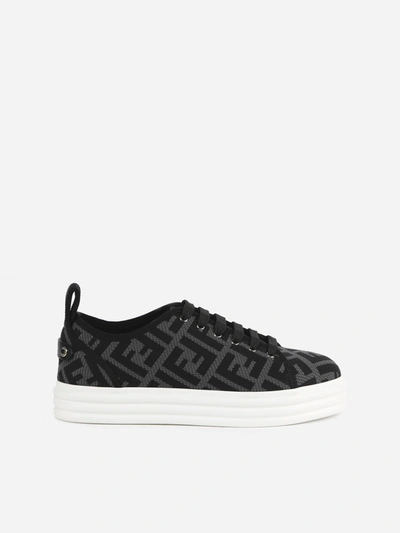Shop Fendi Rise Sneakers In Charcoral Nero