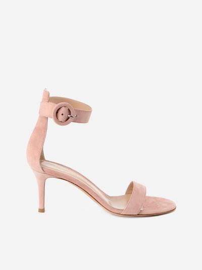Shop Gianvito Rossi Portofino Sandals In Suede In Pink