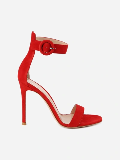 Shop Gianvito Rossi Portofino 105 Shoes In Suede In Red