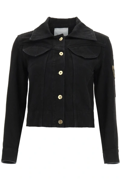 Shop Patou Jacket In Organic Denim With Logo Embroidery In Black (black)