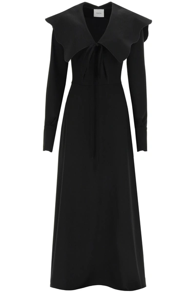 Shop Patou Long Dress Maxi Collar In Black (black)