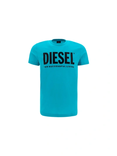 Shop Diesel T-shirt In Aqua Green