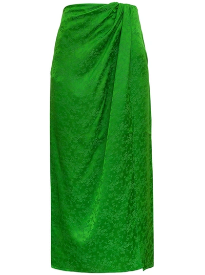 Shop Andamane Gabrielle Floral Jacquard Skirt In Green