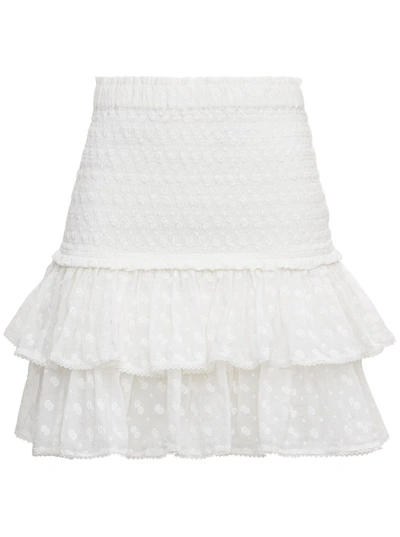 Shop Isabel Marant Étoile Tinaomi Flounced Skirt In Embroidered Jersey In White