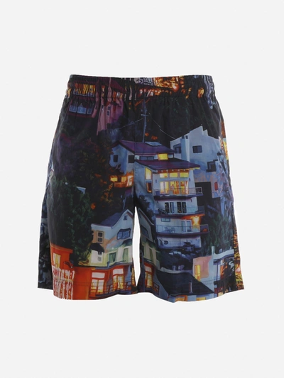 Shop Msgm Multicolor Design Shorts