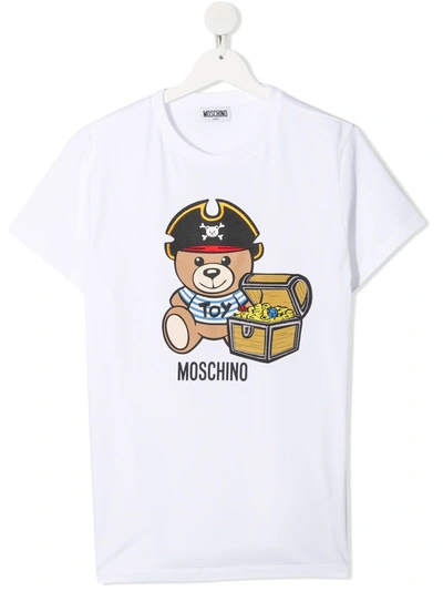 Shop Moschino Jersey T-shirt With Teddy Bear Print In White